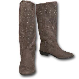 Dark Taupe Metallic Studded Faux Suede (All Seasons) Boots by Impo Size 10M
